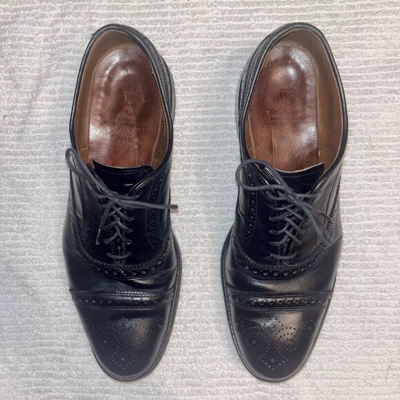 Allen Edmonds Men's 9.5D Strand Black Cap Toe Brogue Oxford - Picture 4 of 9